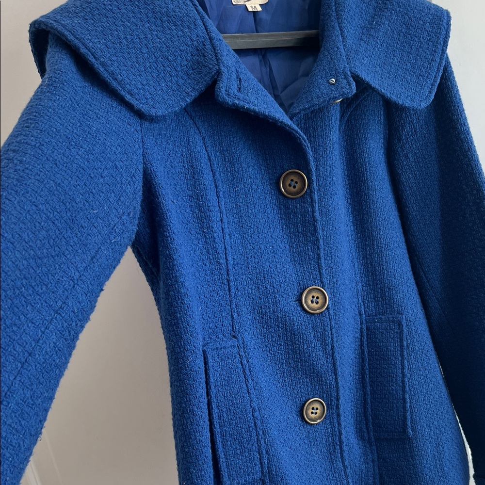 Tulle Vibrant Blue Pea Coat for Women